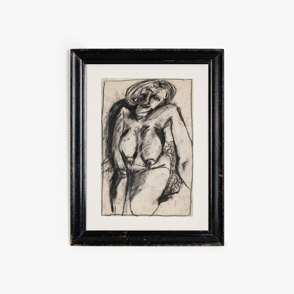 Female Nude Portrait Charcoal Painting